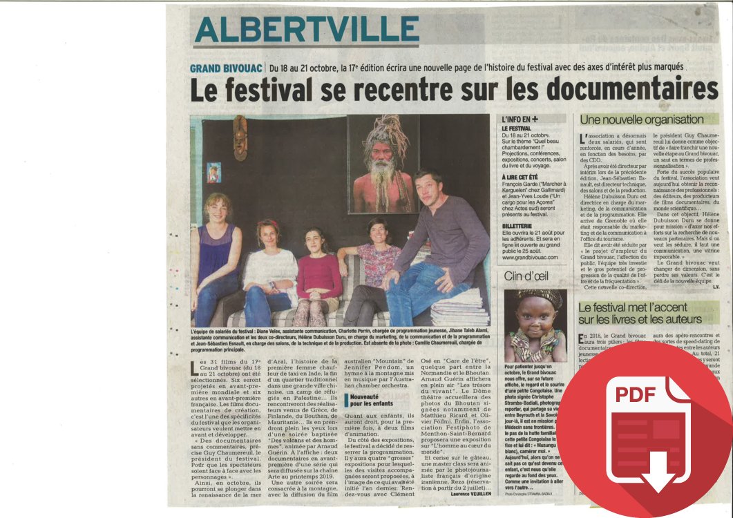 Festival Le Grand Bivouac - article du dauphiné