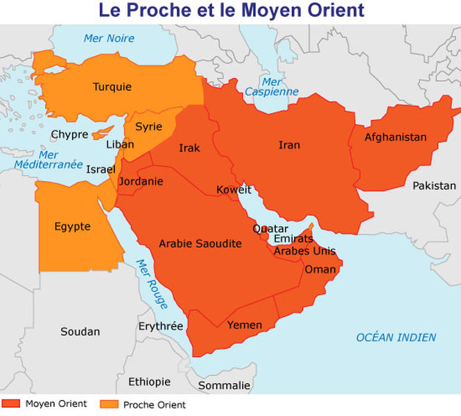 Carte Proche et Moyen Orient
